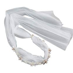 Hochzeits-Haarschmuck für Frauen, Braut-Stirnband mit Netzschleier, Kunstkristallkette, Perlen, Blumen, Haarreifen, Hochzeit, Party, Kopfschmuck von Abcsweet
