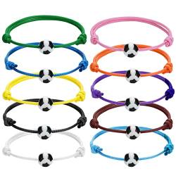 10 Stück Fußball Armband Kinder 2023 Fußball Sport Charm Armbänder, Verstellbares Fußball Armband Jung Party Mitgebsel, Bunte Fußballspiel Gewebte Armband für Teenager Erwachsene Freundschaftsarmband von Abeillo