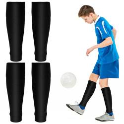 2 Paar Fußball Stutzen Kinder,Elastisch Fußball Sleeves Tubes Sportsocken ,Stutzen ohne Socken, Atmungsaktive Trainingssocken für Kinder Jungen Radfahren Laufen Basketball Fußball Stutzen(Schwarz) von Abeillo