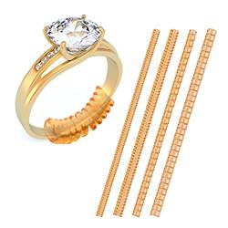 Abeillo 12 Stück Ringgrößenversteller Ringverkleinerer, Spiralförmiges Silikon-Material Ring Sizer Adjuster für Lose Ringe - 3.5/5mm (Gold) von Abeillo