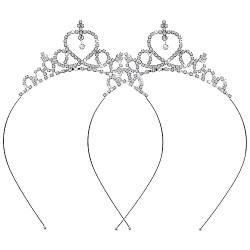 Abeillo 2 Stück Silber Prinzessin Krone, Kristall Crown, Tiara Krone Damen für Geburtstag Hochzeit Deko, Tiara Strass Stirnband Haarschmuck für Mädchen Kinder Damen von Abeillo