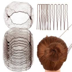 Abeillo Ballett-Haarnetz, 20 Stück, 50 cm, Einzelpaket, unsichtbare Haarnetze und 40 U-förmige Haarnadeln, Set für Frauen, Mädchen, Ballett-Duttmacher (Kaffee) von Abeillo
