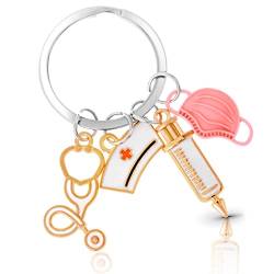 Abeillo Krankenschwester Schlüsselanhänger Nurse Keychain Metall Schlüsselanhänger Pflege Zubehör Geschenke Schlüsselanhänger für Arzt Medizinstudent Krankenschwester Geschenke von Abeillo