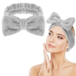 Make-up-Stirnband zum Waschen des Gesichts, Spa-Hautpflege, saugfähig, Schleife, Gesichtswäsche, Stirnband, weiches Korallen-Fleece, Gesichtspflege, Stirnband, elastisches Haarband für Damen und von Abeillo