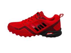 Ablovo® Damen Herren Sportschuhe Sneaker Turnschuhe Laufschuhe Freizeit Schuhe 36-46 (Rot-Schwarz, EU Schuhgrößensystem, Erwachsene, Herren, Numerisch, M, 41) von Ablovo