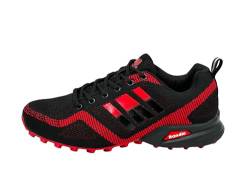 Ablovo® Damen Herren Sportschuhe Sneaker Turnschuhe Laufschuhe Freizeit Schuhe 36-46 (Schwarz-Rot, EU Schuhgrößensystem, Erwachsene, Herren, Numerisch, M, 43) von Ablovo