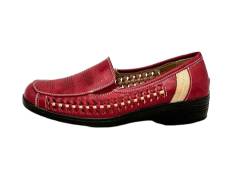 Ablovo Damen Slipper Slip on Flache Schuhe Loafer Bequeme Mokassins (Rot-Gold, 36) von Ablovo