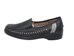 Ablovo Damen Slipper Slip on Flache Schuhe Loafer Bequeme Mokassins (Schwarz-Grau, 42) von Ablovo