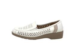 Ablovo Damen Slipper Slip on Flache Schuhe Loafer Bequeme Mokassins (Weiß-Beige, 41) von Ablovo