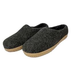 Abolengo de Alpaca Alpaka Hausschuhe/Slipper/Pantoffeln mit fester Sohle für Damen und Herren, anthrazit, Schuhgröße 36 von Abolengo de Alpaca