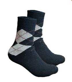 Abolengo de Alpaca Alpaka Socken Miraflores, kuschelig weich mit schönem Muster in drei Größen, 35-38, schwarz mit Rauten von Abolengo de Alpaca