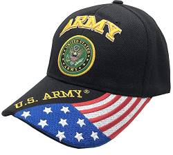 U.S. Army Baseball Caps Hüte Military Apparel | Retired Veteran | 3D bestickt | Verstellbar, Schwarz mit Flagge, Einheitsgr��e von AborenCo