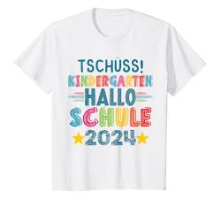Kinder Tschüss Kindergarten Hallo Schule 2024 Lustiger Kita-Absolve T-Shirt von Abschied Kita Kitaabgänger 2024 Kindergarten Kiga