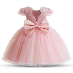 Absead Baby Mädchen Kleid Blumenmädchen Pailletten Spitzenkleider Prinzessin Ballettröckchen Festzug PartykleidGröße 110(4 Jahre, 007 Rosa) von Absead