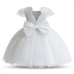Absead Baby Mädchen Kleid Blumenmädchen Pailletten Spitzenkleider Prinzessin Ballettröckchen Festzug PartykleidGröße 110(4 Jahre, 007 weiß) von Absead