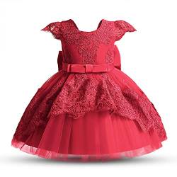 Absead Baby Mädchen Kleid Blumenmädchen Spitzenkleider Prinzessin Ballettröckchen Festzug PartykleidGröße 120(5 Jahre, 015 Rot) von Absead