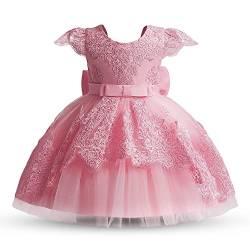 Absead Baby Mädchen Kleid Blumenmädchen Spitzenkleider Prinzessin Ballettröckchen Festzug PartykleidGröße 80(12 Monate, 015 Rosa) von Absead