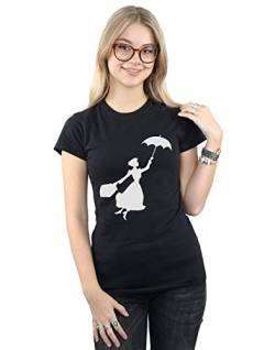 Disney Damen Mary Poppins Flying Silhouette T-Shirt Schwarz Large von Absolute Cult