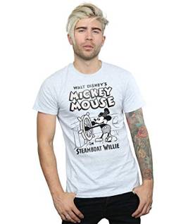 Disney Herren Mickey Mouse Steamboat Willie T-Shirt Sport Grau Medium von Absolute Cult