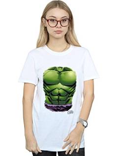 Marvel Damen Hulk Chest Burst Boyfriend Fit T-Shirt Weiß Large von Absolute Cult