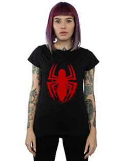 Marvel Damen Spider-Man Logo Emblem T-Shirt Schwarz Medium von Absolute Cult