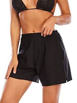 Abtel Damen-Badeshorts, elastische Taille, Badeshorts, mit Slip, Badehose, Boyshorts, Übergröße, Sport-Bademode, Badeanzughose, Schwarz , 50 von Abtel