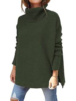 Abtel Damen Rollkragen Solid Color Zopfmuster Pullover Grob Pullover Winter Warm Strickpullover Tops Langarm Rollkragenpullover Winterpullover Grün XL von Abtel