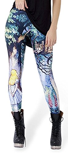 Abyelike Damen Cosmic Galaxy Stretch Leggings Tights Digital Print, Grinsekatze, One size von Abyelike