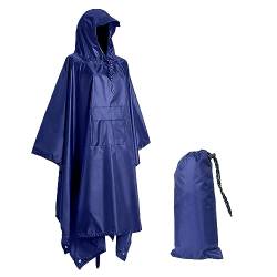 Regenjacke Regenponcho Blau, Regencape mit Kapuze 3 in 1 Multifunktional Atmungsaktiv Regenjacke Herren & Damen, Regenmantel Wasserdichter für Regenponcho festival, Camping, Wandern, Picknick. von Accevo