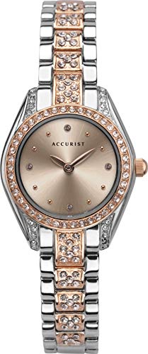 Accurist Japanese Quartz Watches for Women with Crystal Stone Set Case and Bracelet, Sunray Dial, Jewellery Type Clasp, 2 Year Guarantee von Accurist