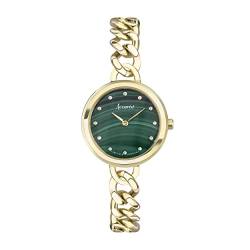 Accurist Jewellery 78000 Quarz-Armbanduhr, Analog-Anzeige, goldfarbenes Edelstahl-Armband, 28 mm, Grün von Accurist