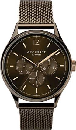 Accurist Klassische japanische Quarz-Armbanduhr für Herren, 42 mm, in braunem Sunray-Design, mit Mehreren Zifferblättern, Datumsanzeige, und braunem Edelstahl-Armband, 7286. von Accurist