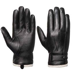 Acdyion Herren Winter Lederhandschuhe Touchscreen geeignet Wollfutter Handschuhe aus Echtleder, Schwarz, (M) von Acdyion