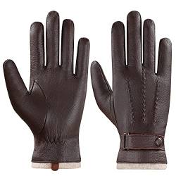 Acdyion Herren Winter Lederhandschuhe Touchscreen geeignet Wollfutter Handschuhe aus Echtleder (brown, L) von Acdyion