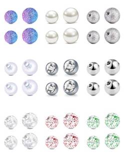 AceFun 14G 5mm Ersatzkugeln für Piercing Schmuck Chirurgische Stahl und Kunststoff Perle für Bauchnabelring Hufeisenohrringe Piercing 36st von AceFun