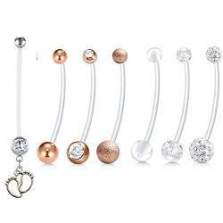 AceFun 14G Nabelpiercing Navel Schwangerschaftspiercing Schmuck Nabel Piercing Bauchpiercing Bioflex Banane Piercing Sport Flexibel Kunststoff 38mm von AceFun