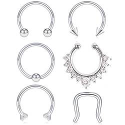 AceFun 16G 316L Chirurgenstahl Nasen Septum Piercing Cartilage Ohrring Piercing Helix Ohr Piercing 6 Stück 8mm von AceFun