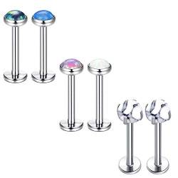 AceFun 16G Lippenpiercing Labret Stecker Ring Tragus Helix Cartilage Piercing Chirurgenstahl Synthesis Mabel und Opalstein 8mm von AceFun