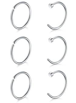 AceFun 18G 20G 22G Nasenringe Hoops Chirurgischer Edelstahl Einfacher halber Hoop Nasenring 6mm 8mm 10mm Nasenpiercing Schmuck Silber Rosegold Gold Schwarz von AceFun