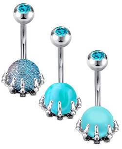 AceFun 3 Stück Bauchnabelpiercing Bauch Piercing Edelstahl Bauchnabel Nabelring Schmuck für Damen,3 Stile blau von AceFun