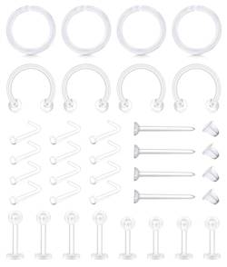 AceFun Klar Nase Piercing Stecker für Arbeit Klar Piercing Retainer Set Für Nase Septum Lippe Labret Helix Rook Daith Knorpel Zunge Nippel Industrial Bauch Klar Piercing Schmuck von AceFun