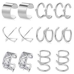 AceFun Ohrklemme Silber 6 Paare Edelstahl Ohrclip Fake Ohrring EIN Piercing Ohr Schmuck Set für Männer Frauen von AceFun