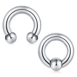 AceFun PA Ring Piercing Innengewinde Kreisförmige Hanteln Hufeisen und Spring Action Captive Perlenring CBR 2G Chirurgischer Stahl Körper Piercing Schmuck 2er-Set von AceFun