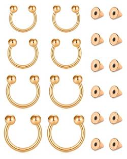 AceFun Septum Piercing 16G Hufeisen Ringe mit Ersatzkugeln Nasenpiercing Lippenpiercing Ring Set Tragus Piercing Chirurgenstahl 16G 6/8/10/12mm Rosegold von AceFun