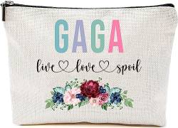 AcevedoDesign Gaga Live Love Spoil Make-up-Tasche, Oma Muttertagsgeschenke von Enkelkindern, Reisetasche, Gaga Geschenkidee Geburtstag, Gaga Reisetasche, New Gaga Geschenk, Weiss/opulenter Garten, von AcevedoDesign