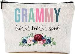 AcevedoDesign Grammy Live Love Spoil Make-up-Tasche, Oma Muttertagsgeschenke von Enkelkindern, Reisetasche, Grammy Geschenkidee Geburtstag, Grammy Reisetasche, neues Grammy Geschenk, Weiss/opulenter von AcevedoDesign