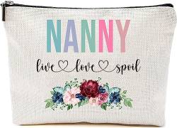 AcevedoDesign Kosmetiktasche mit Aufschrift "Nanny Live Love Spoil", Großmutter, Muttertagsgeschenke von Enkelkindern, Reisetasche, Nanny-Geschenkidee, Geburtstag, Nanny-Reisetasche, neues von AcevedoDesign
