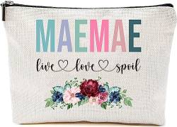 AcevedoDesign Maemae Live Love Spoil Make-up-Tasche, Oma Muttertagsgeschenke von Enkelkindern, Reisetasche, Maemae Geschenkidee Geburtstag, Maemae Reisetasche, New Maemae Geschenk, Weiss/opulenter von AcevedoDesign