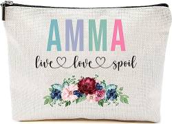 Amma Live Love Spoil Make-up-Tasche, Oma Muttertagsgeschenke von Enkelkindern, Reisetasche, Amma-Geschenkidee Geburtstag, Amma-Reisetasche, neues Amma-Geschenk, Weiss/opulenter Garten, 7”x9.8” von AcevedoDesign