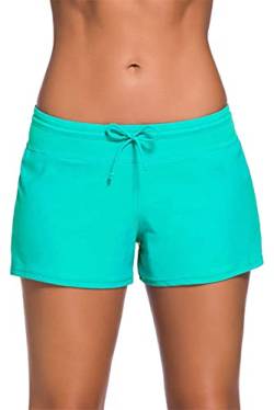 Acfoda Badeshorts Damen Badehose Boardshorts Sommer Frauen Schnell Trocknend Strand Schwimm Surfing Wassersport Shorts Grün XXL von Acfoda